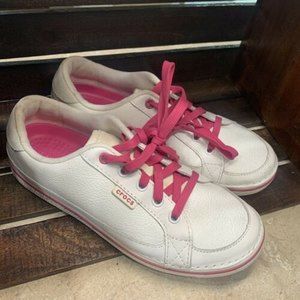 Crocs Ladies Golf Shoes White/Pink Women’s Size 8 Spikeless With Hank Haney